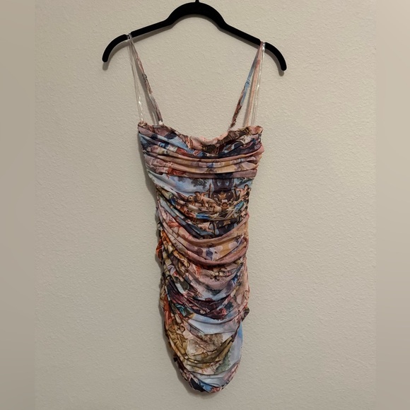 More To Come Mariana Ruched Dress in pink multi - Picture 5 of 7